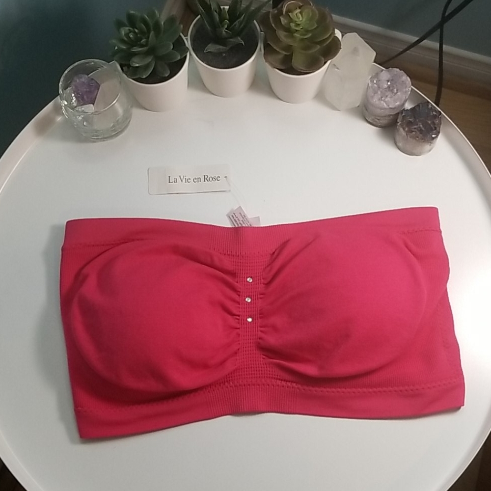 La vie en rose pink bandeau bra top large NWT